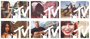Some iterations of the new MTV logo